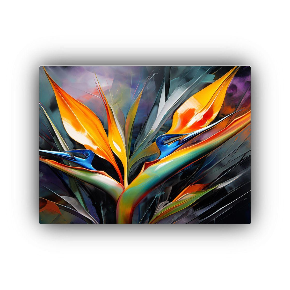 Cuadro Abstracto De Ave Del Paraíso En Colores Vibrantes 65x50cm-0