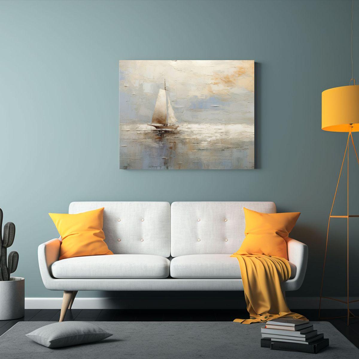 Cuadro Hermoso De Representación De Barca Pequeña Distante 30x20cm-2