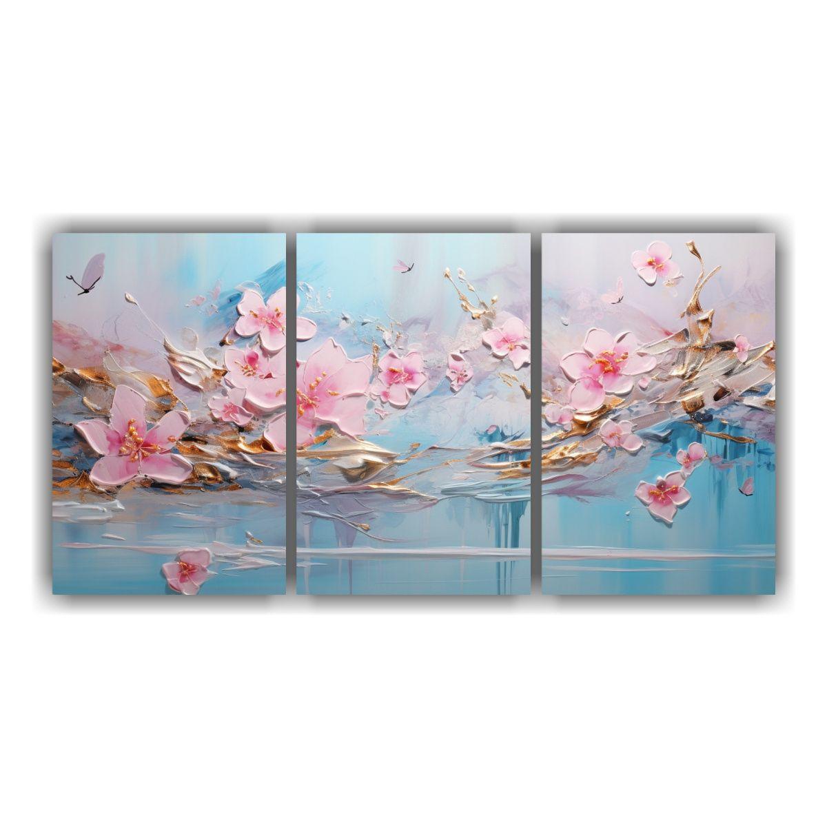 Pintura De Pared Estilo Galería En Rosa Y Dorado 240x120 Cm-0