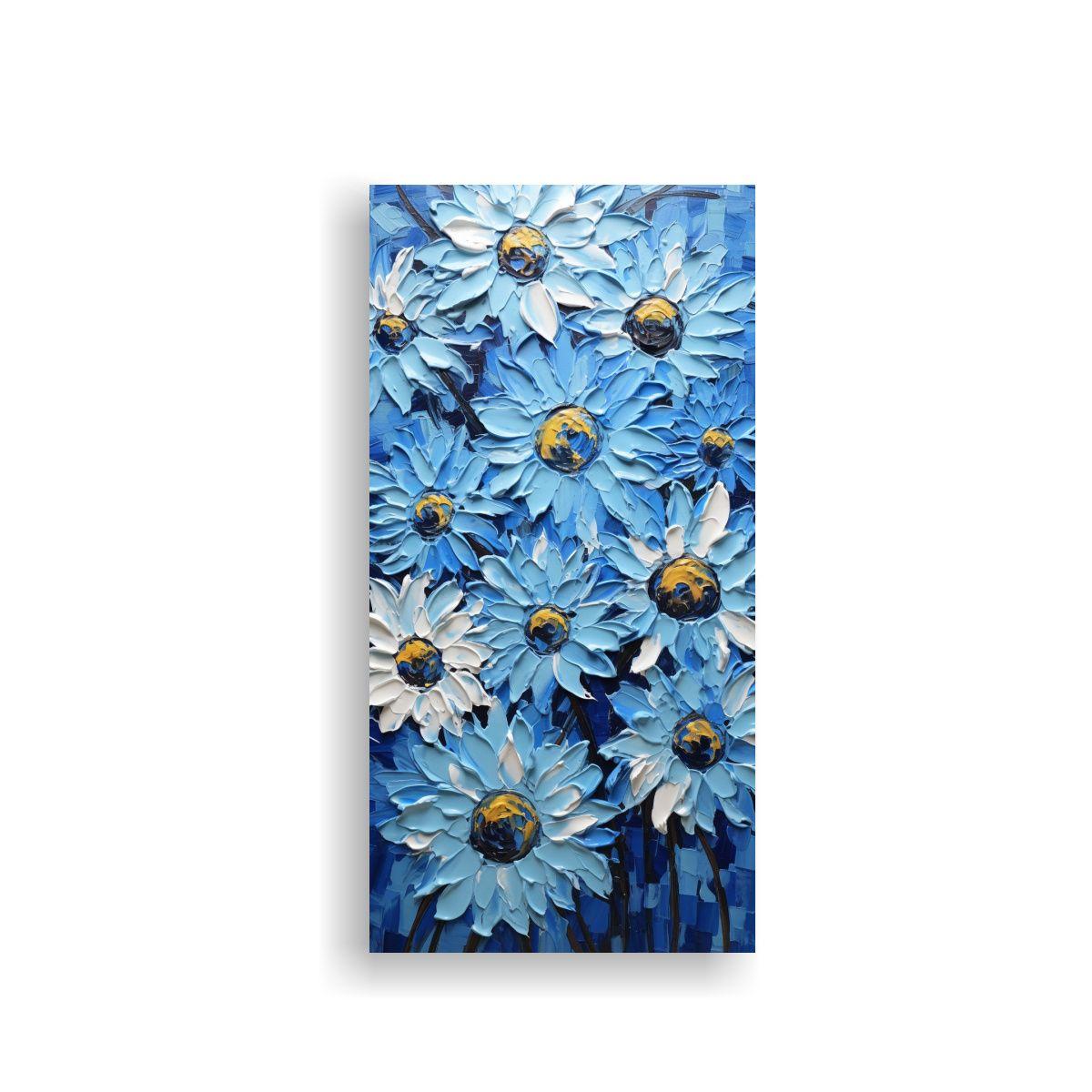 Cuadro Abstracto Azul Innovador De Girasoles Arte 50x100cm-0