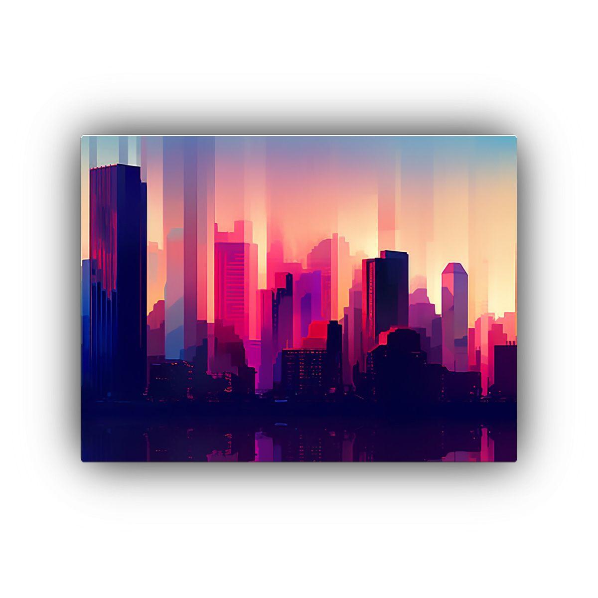 Cuadro Colores Panorama Vitalidad Digital Rascacielos Ciudad 65x50cm-0