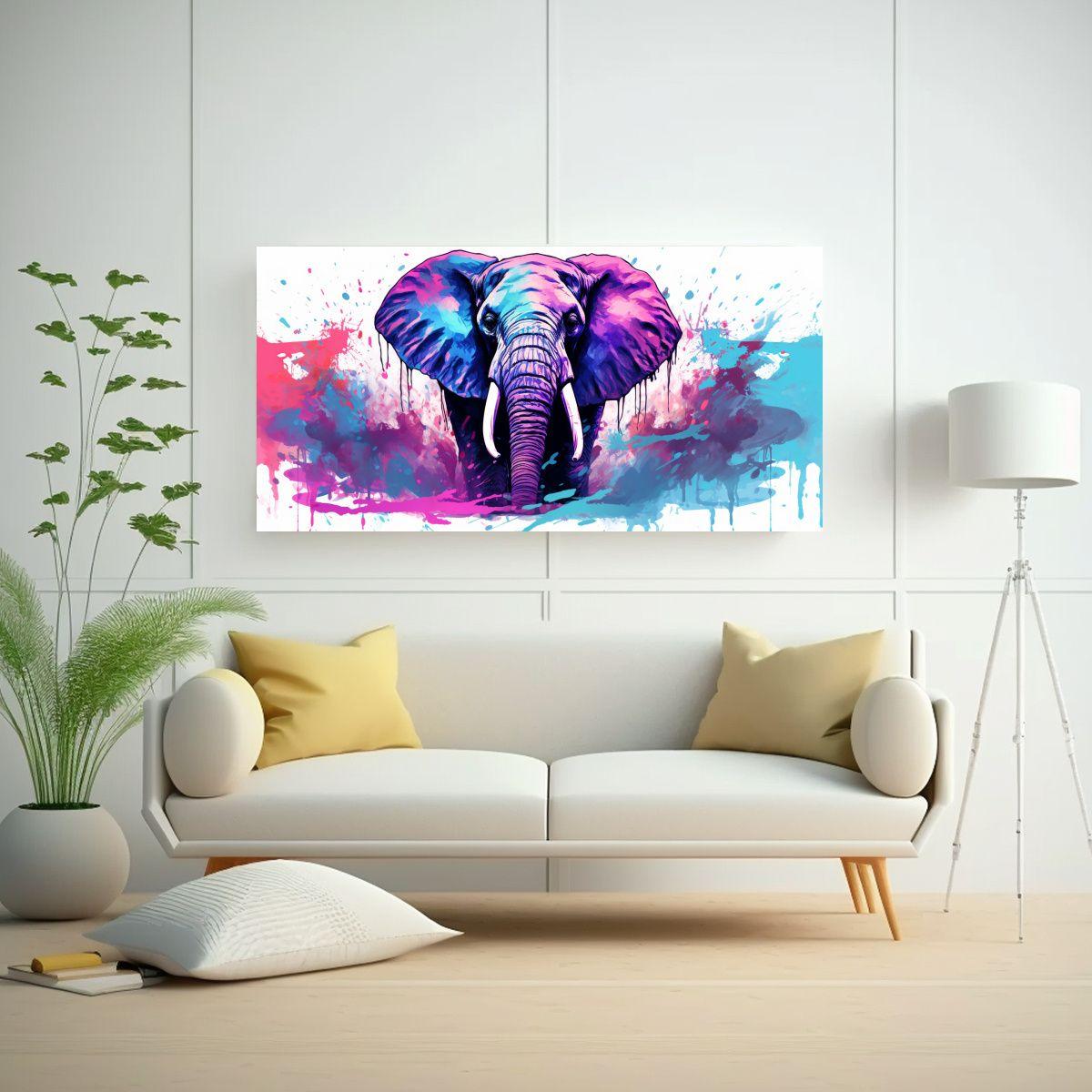 Cuadro Exclusivo Elefante Africano En Colores 80x40cm-2