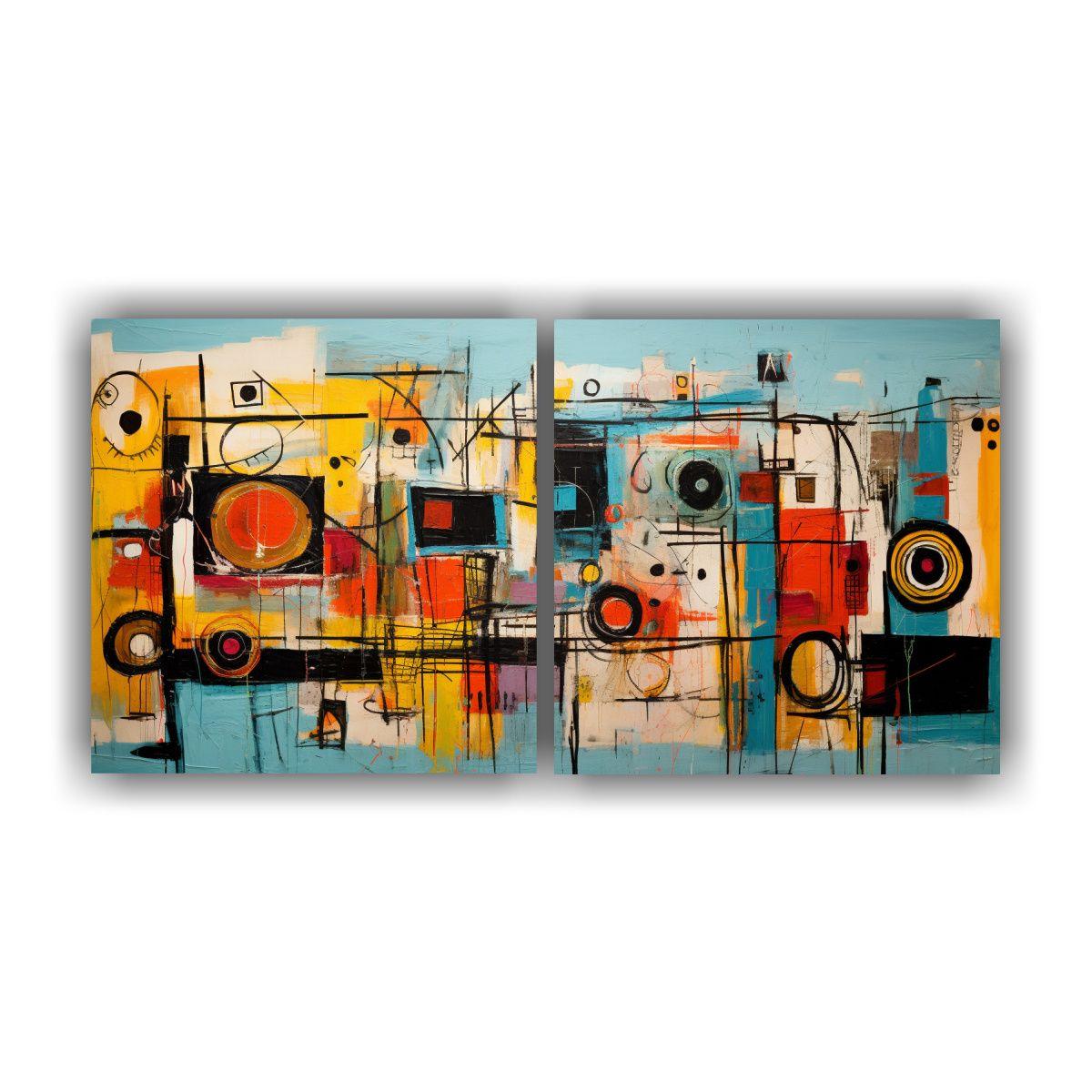 Composición Abstracta Inspirada En El Arte Bruto 80x40 Cm-0