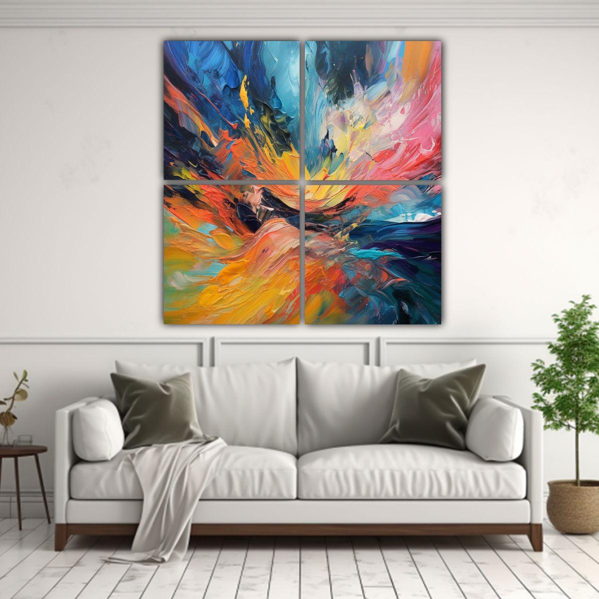 Arte De Pared Abstracto Colorido Inspiración 40x40 Cm-2