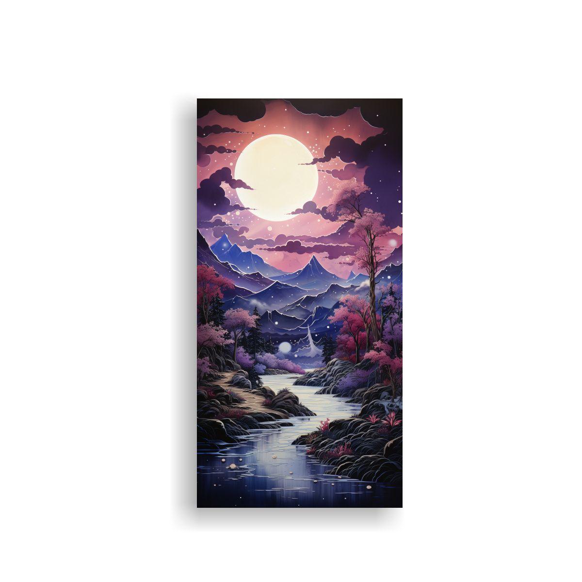 Paisaje Nocturno Con Luna Y Montañas 40x80cm-0