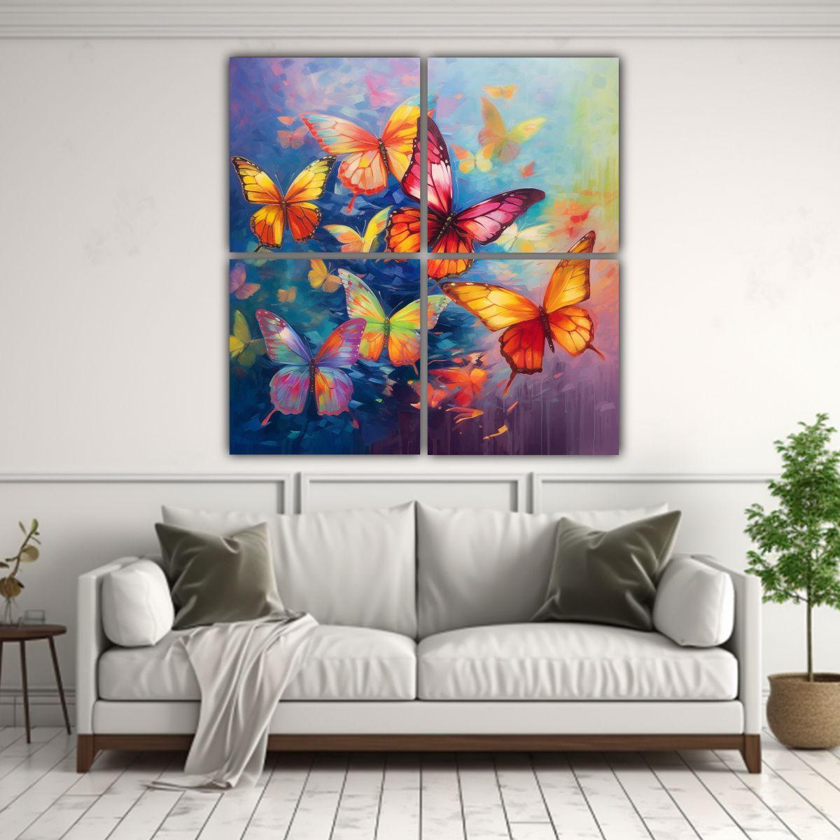 Cuadro De Pared Movimiento Fantasía Mariposas 180x180 Cm-2