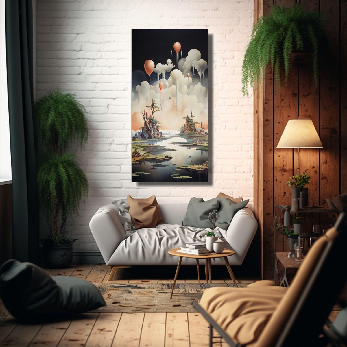 Pintura Decorativa Surrealista Con Islas 80x160cm-2