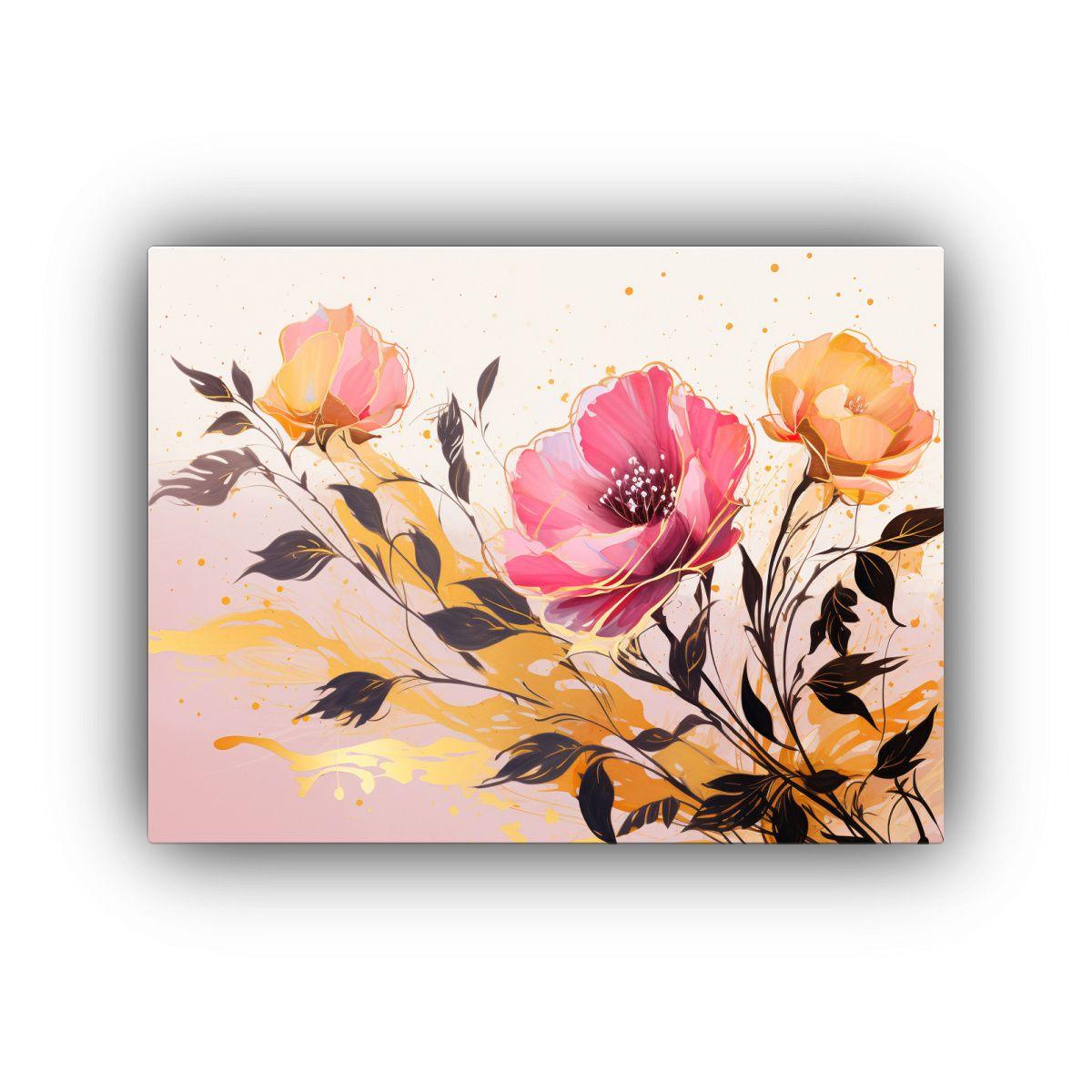 Pinturas Decorativas En Estilo Neonoir En Tonos Dorados Y Ro 65x50cm-0