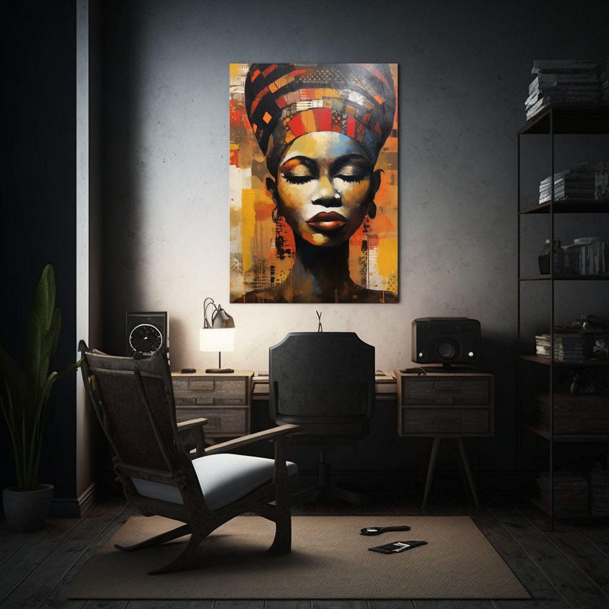 Pintura Abstracta Mujer Africana En Lienzo 20x30cm-2