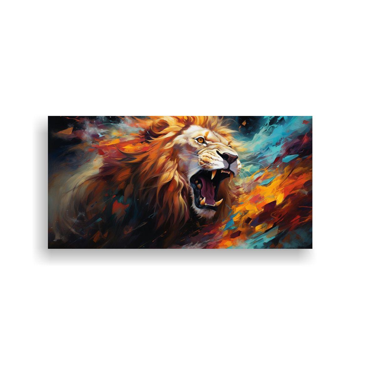 Cuadros Abstractos De Leones En Lienzo Ambiente 80x40 Cm-0