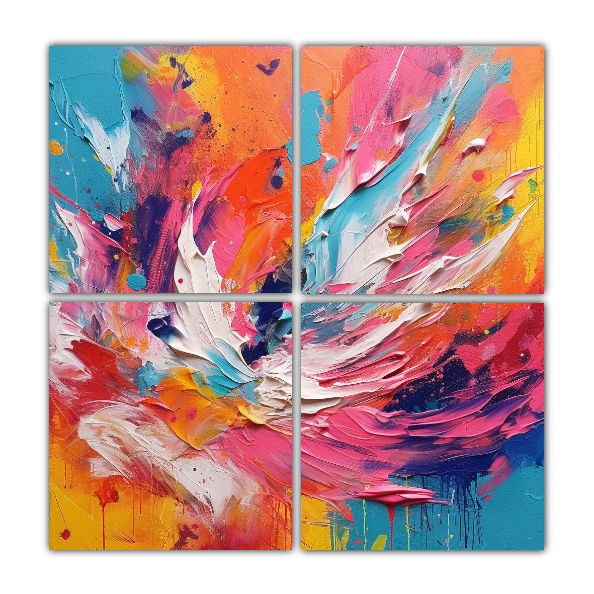 Pintura Abstracta Colorida De Felicidad Con 200x200 Cm-0