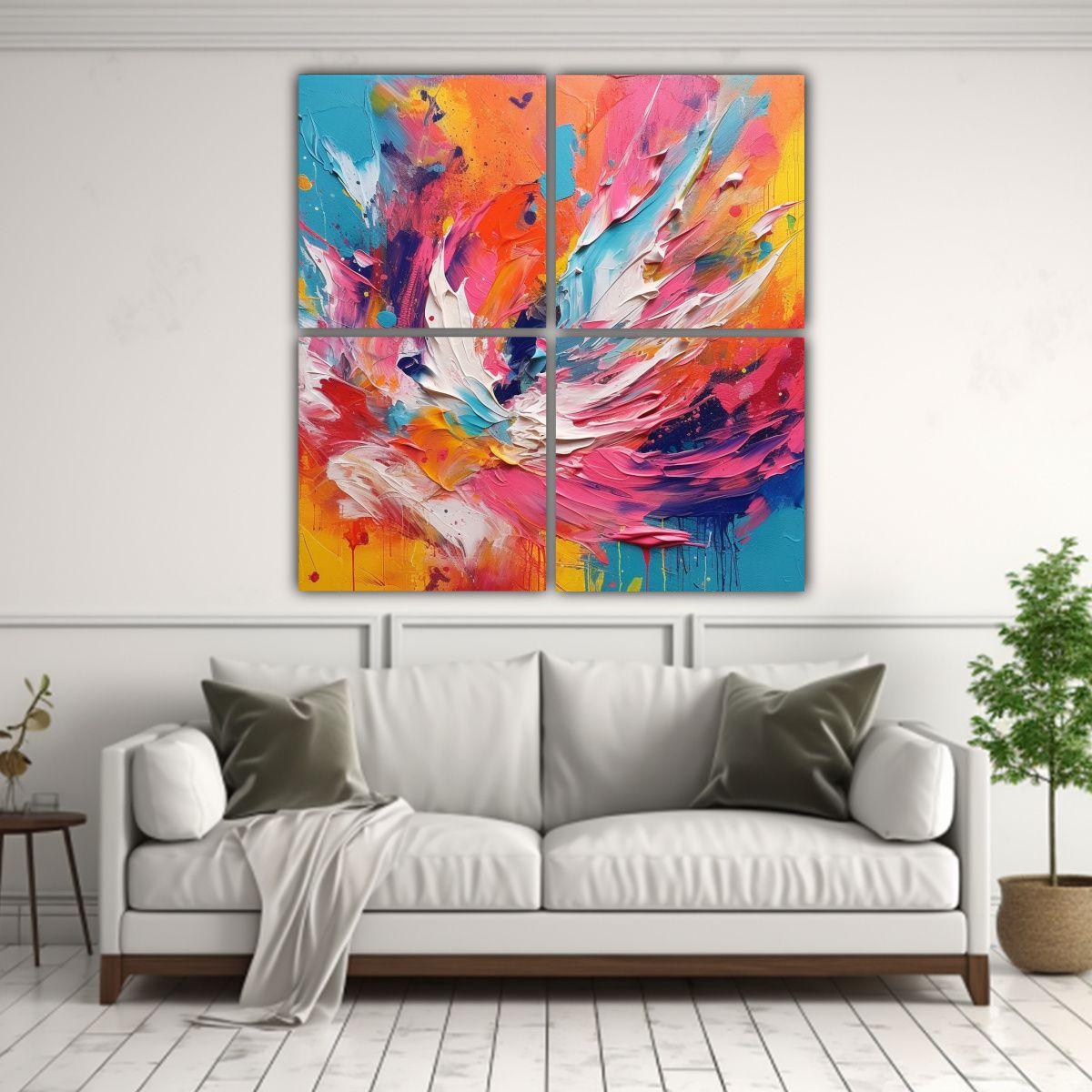 Pintura Abstracta Colorida De Felicidad Con 200x200 Cm-2