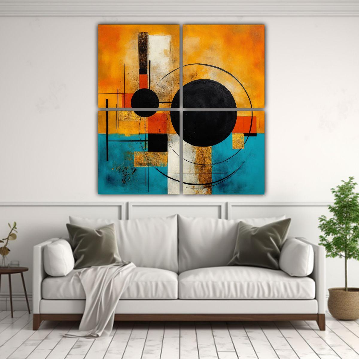 Cuatro Lienzos De Tela Calidos Creatividad Arte 120x120 Cm-2