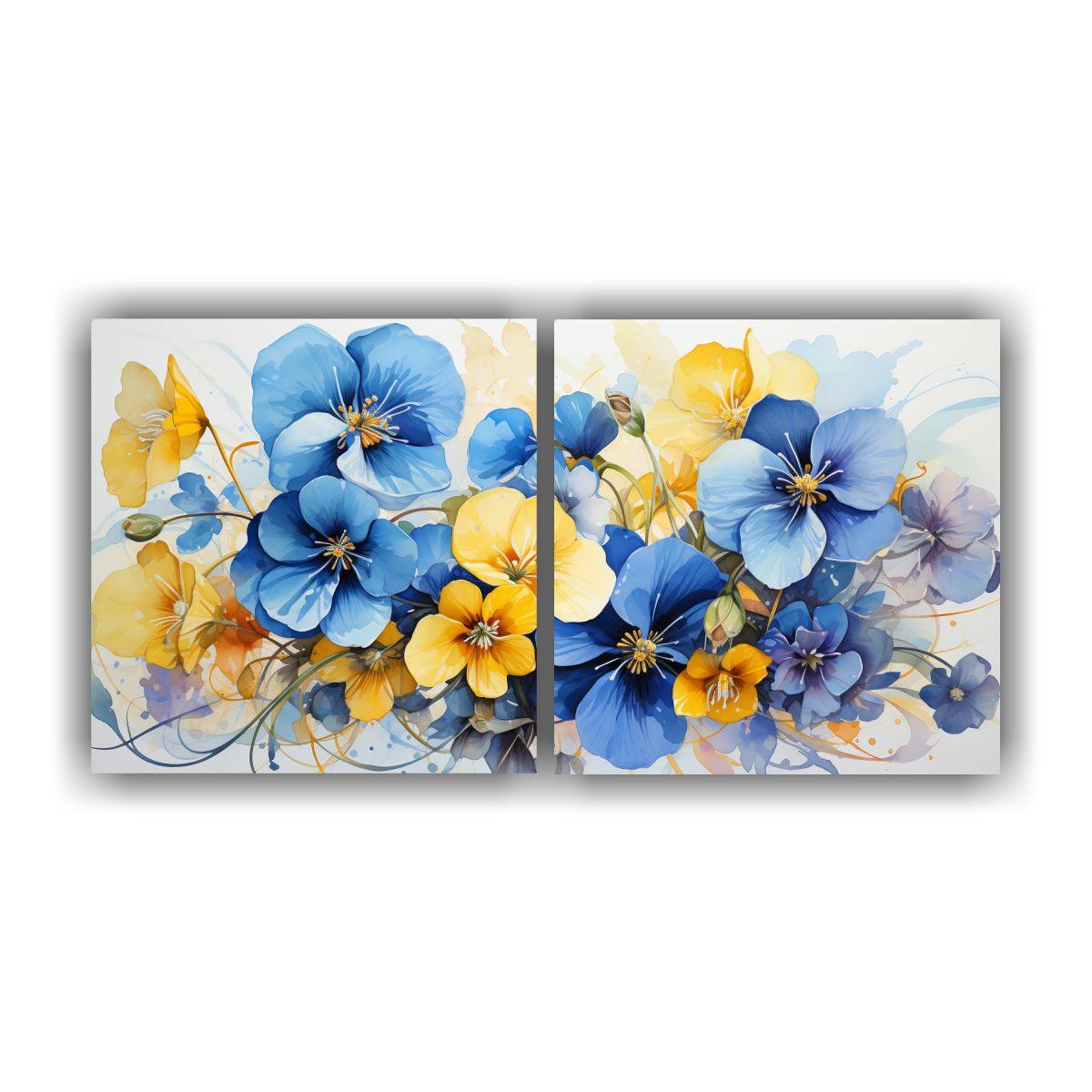 Pintura Abstracta Luminosa De Flores Color 40x20 Cm-0