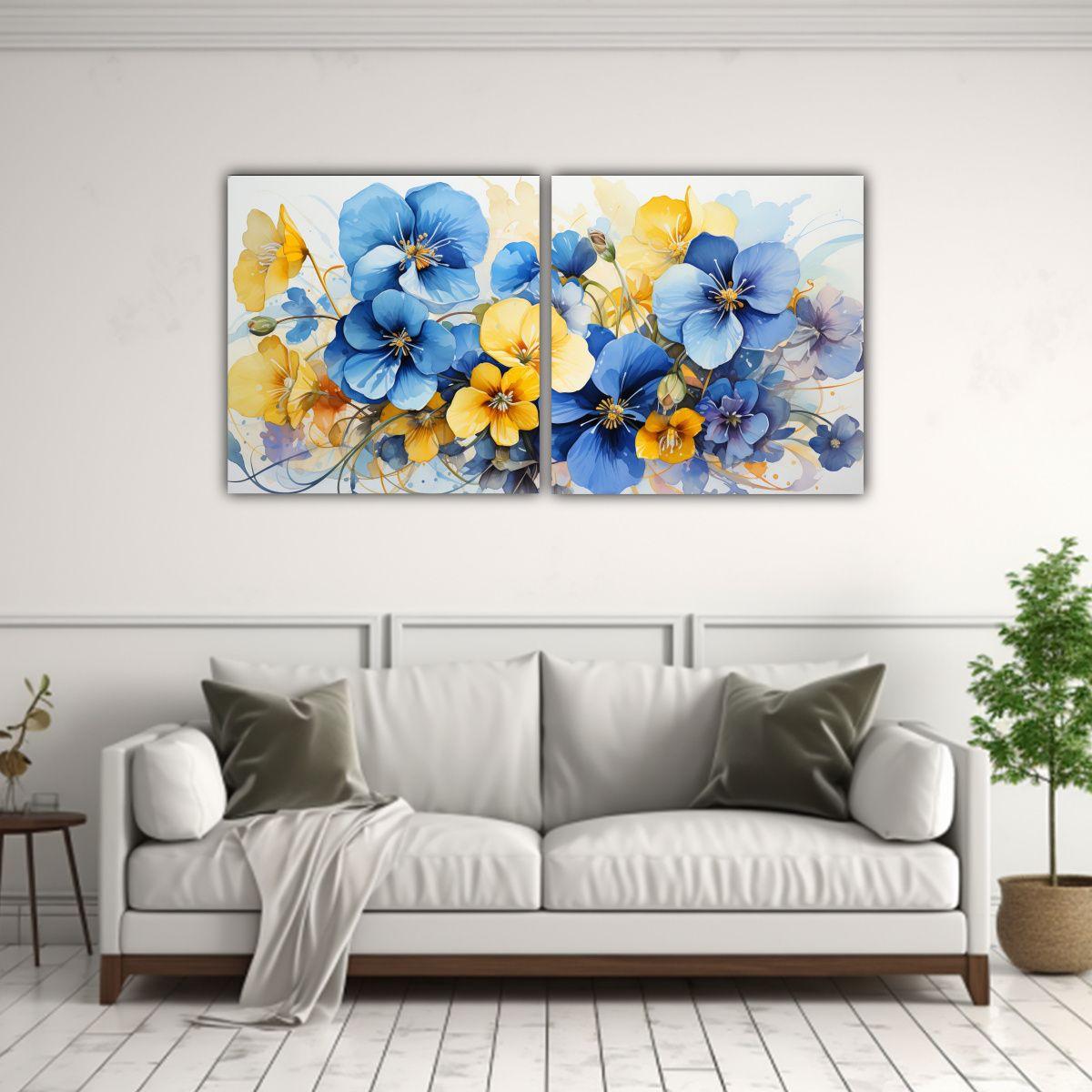 Pintura Abstracta Luminosa De Flores Color 40x20 Cm-2