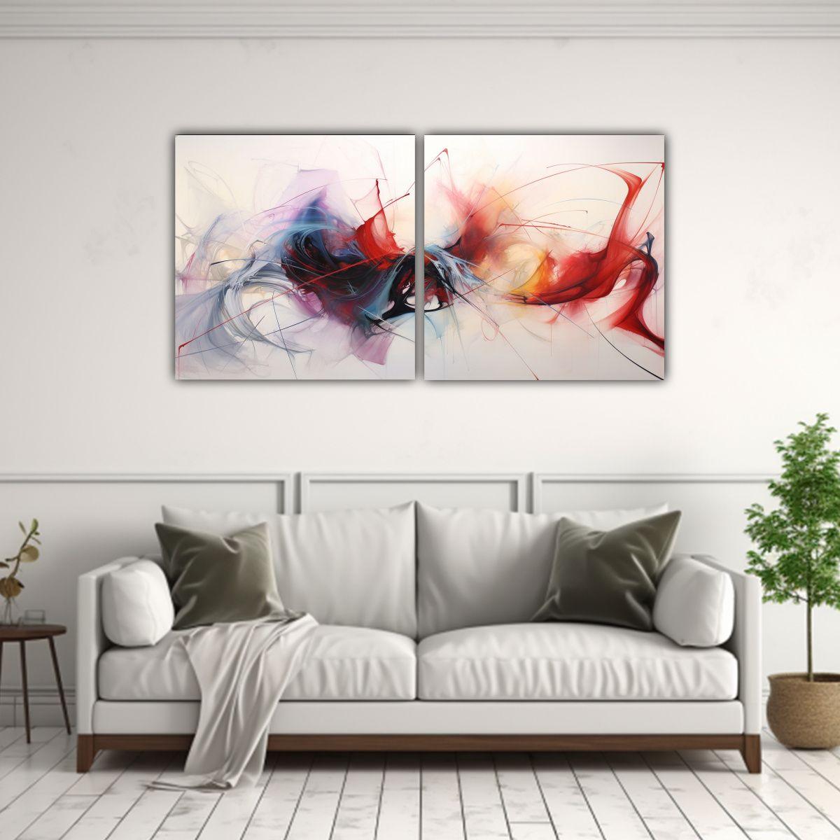 Lienzos Abstracto En Gama De Colores Pinceladas 80x40 Cm-2