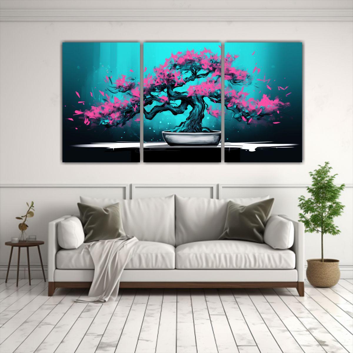 Pintura Decorativa De Tres Artes: Bougainvillea 180x90 Cm-2