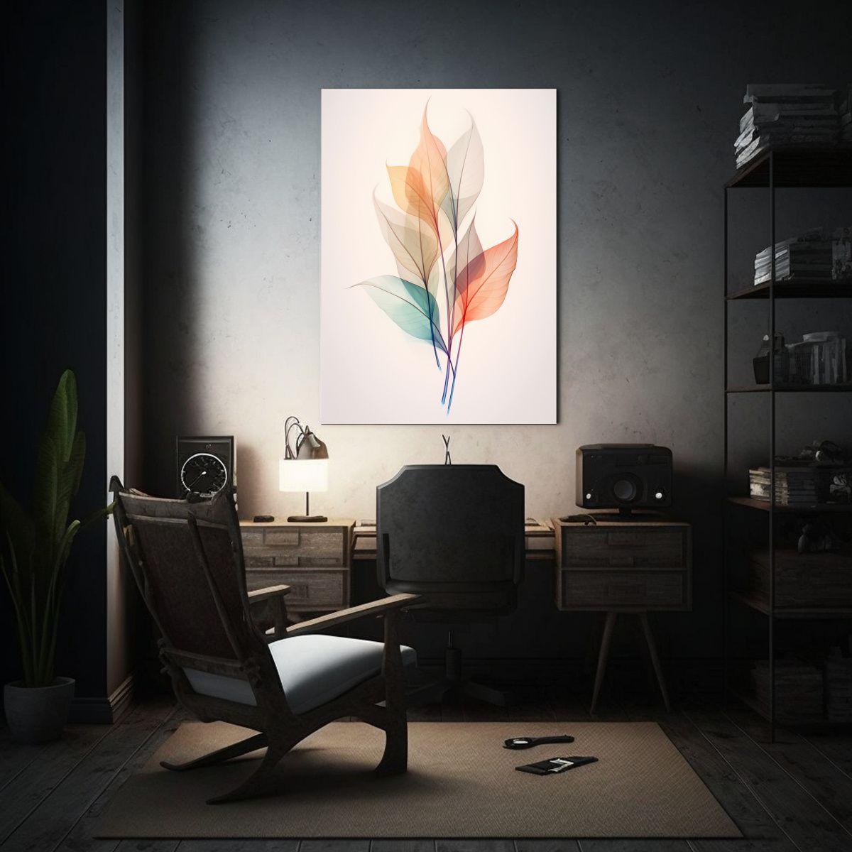 Pinturas Decorativas Minimalistas De Hojas 50x75cm-2