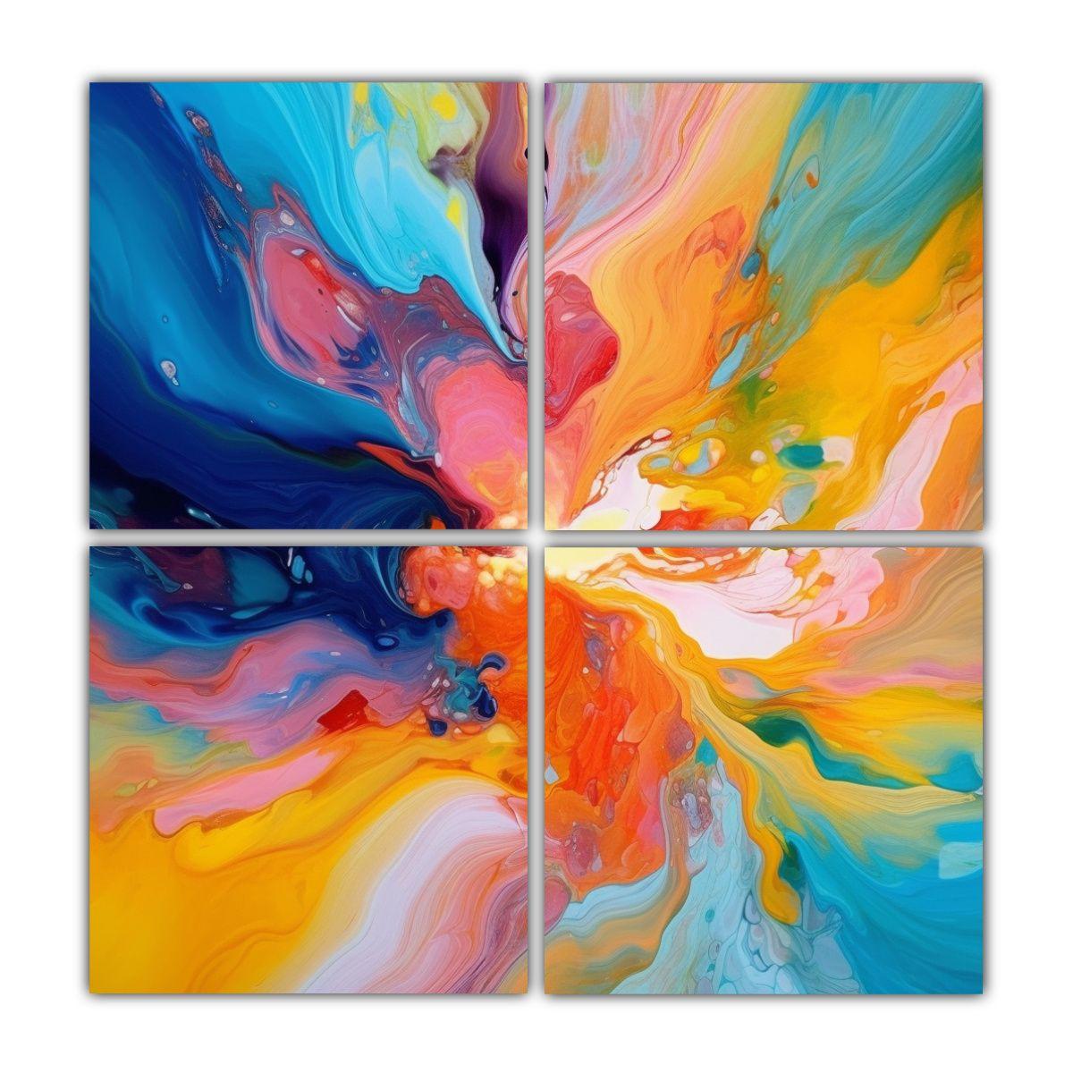 Pintura Abstracta Colorida De Gran Contraste, 180x180 Cm-0