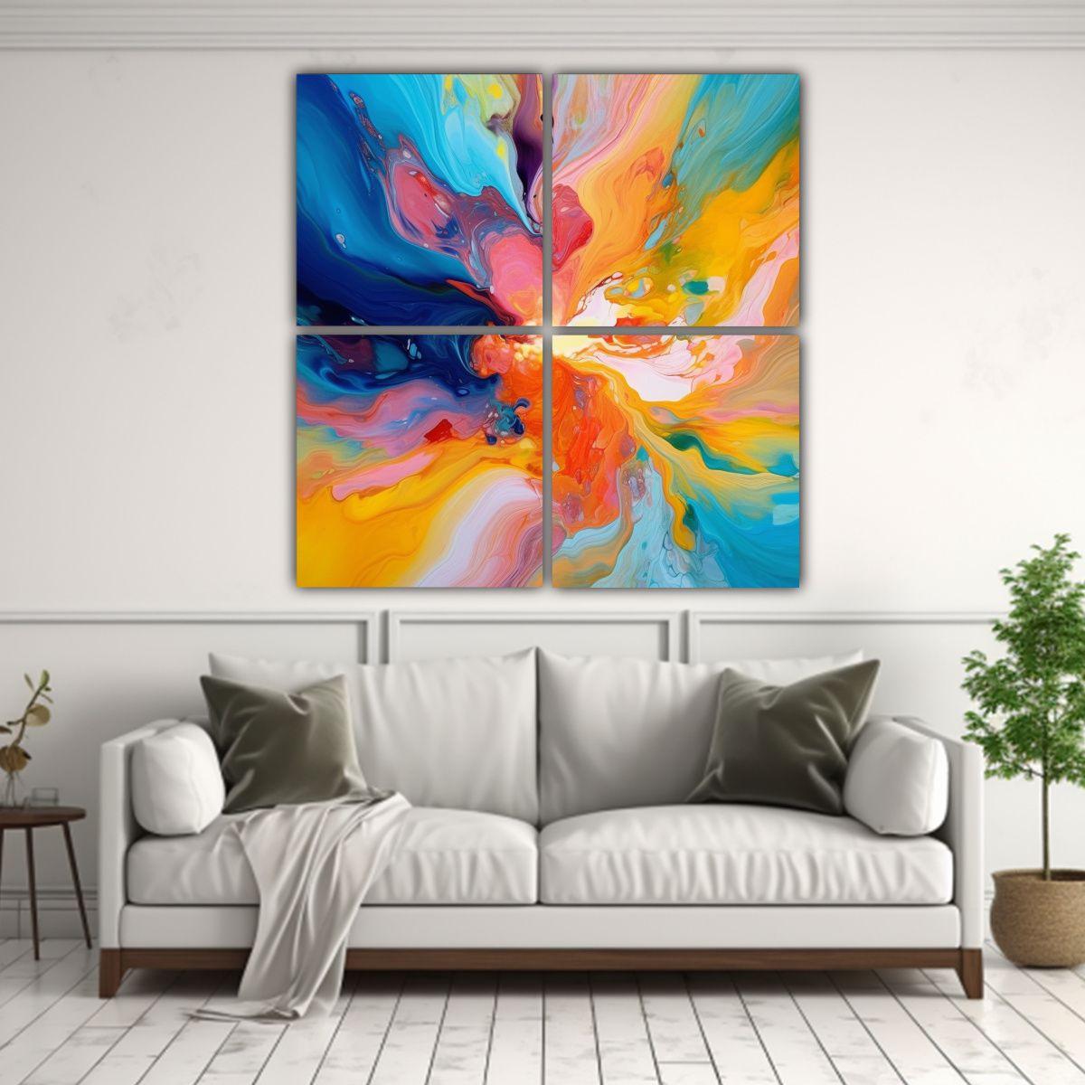 Pintura Abstracta Colorida De Gran Contraste, 180x180 Cm-2