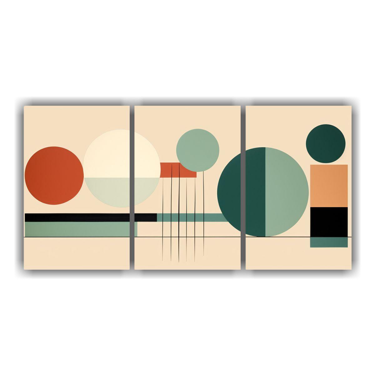 Obra Abstracta Moderna: Tríptico Simétrico 120x60 Cm-0