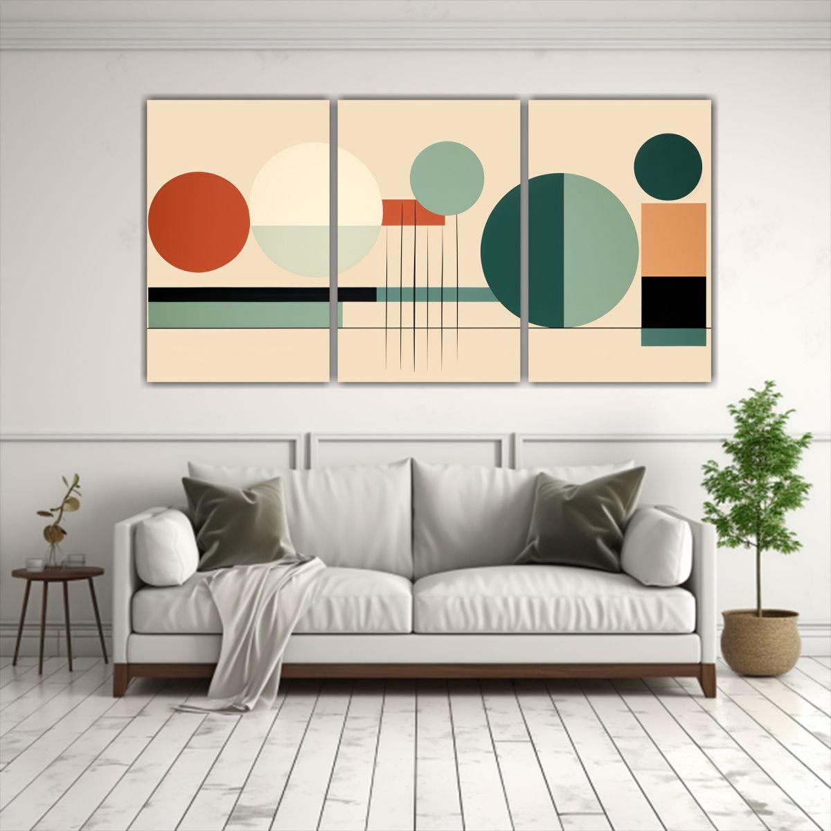 Obra Abstracta Moderna: Tríptico Simétrico 120x60 Cm-2