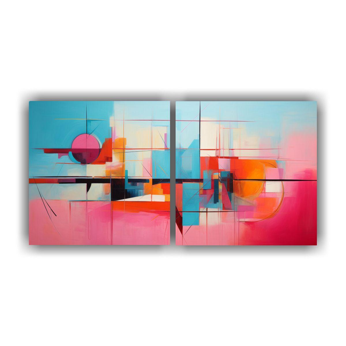 Conjunto De Cuadros Abstractos En Colores 60x30 Cm-0