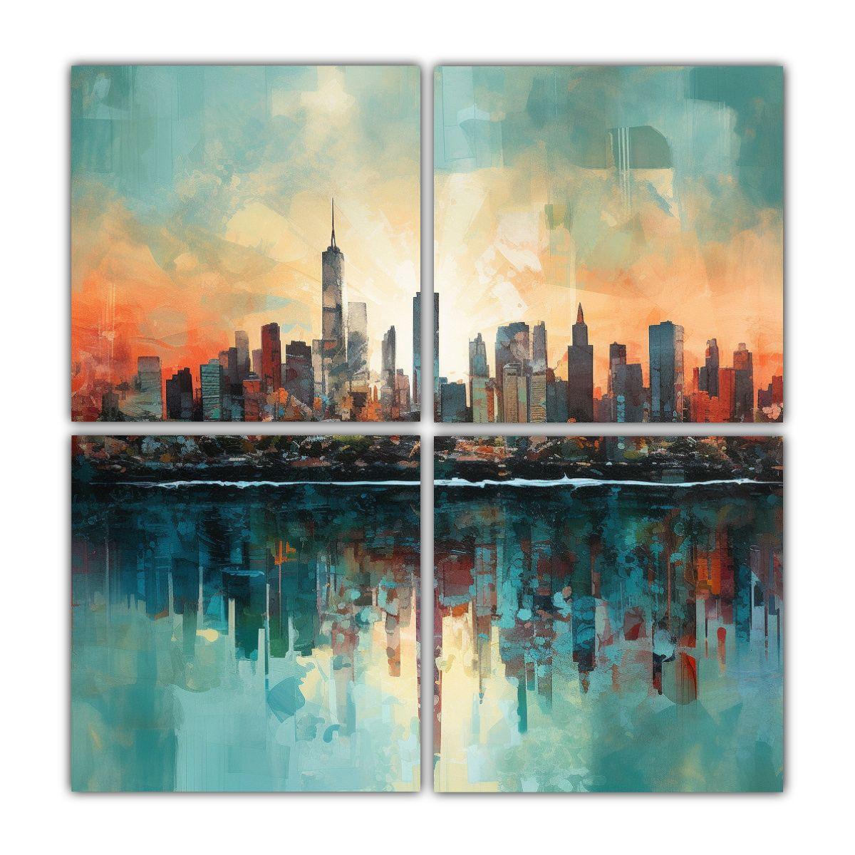 Pinturas Decorativas De Armonía Moderna Skyline 140x140 Cm-0