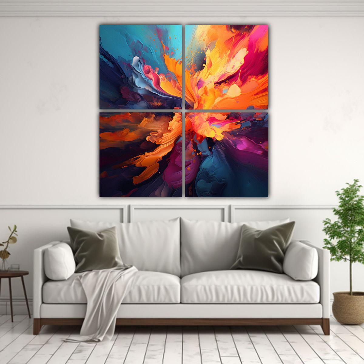Cuatro Artes Impreso Abstracto 4k: Detalle De 140x140 Cm-2