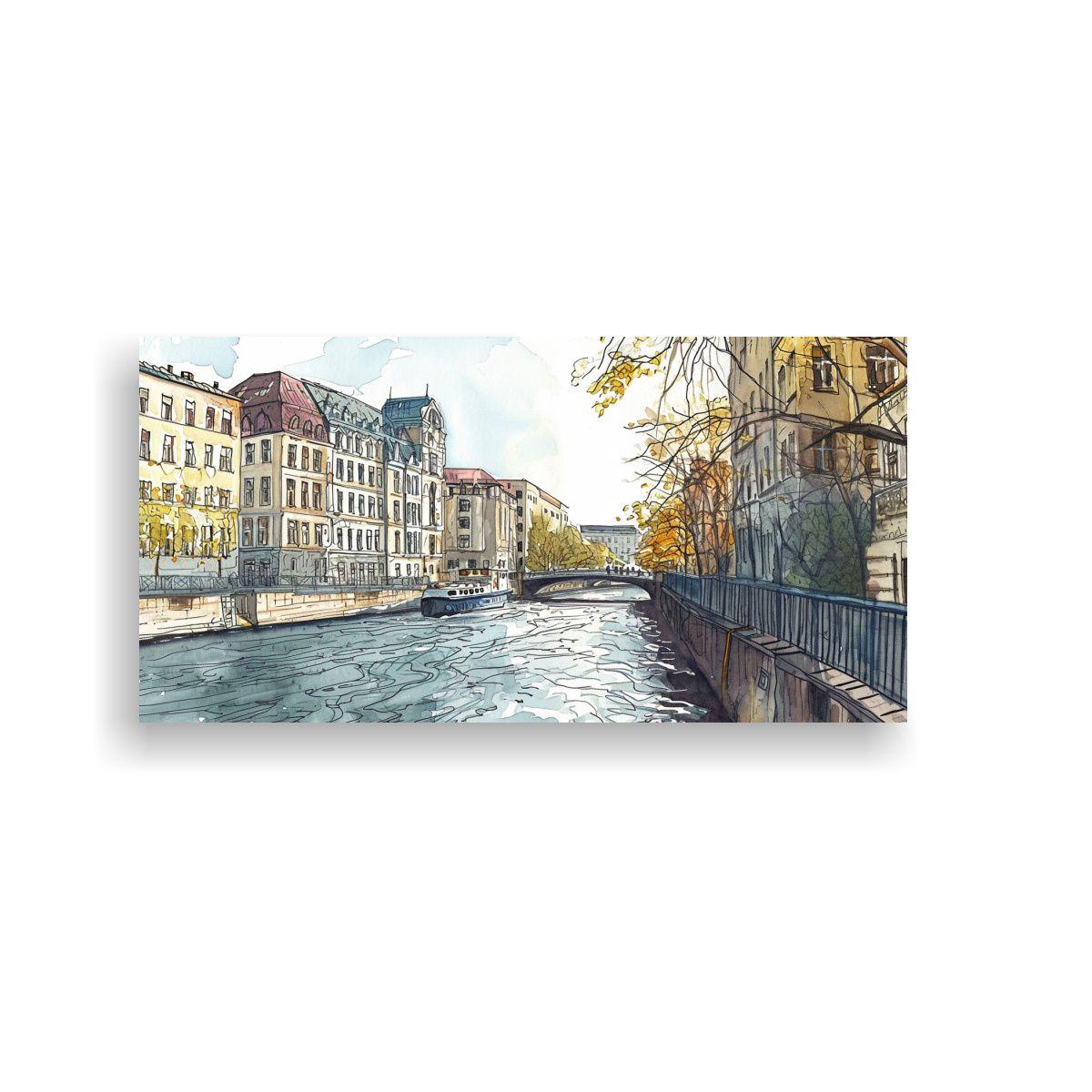 Cuadro Conceptual Berlin Kreuzberg Canal Vista 140x70cm-0