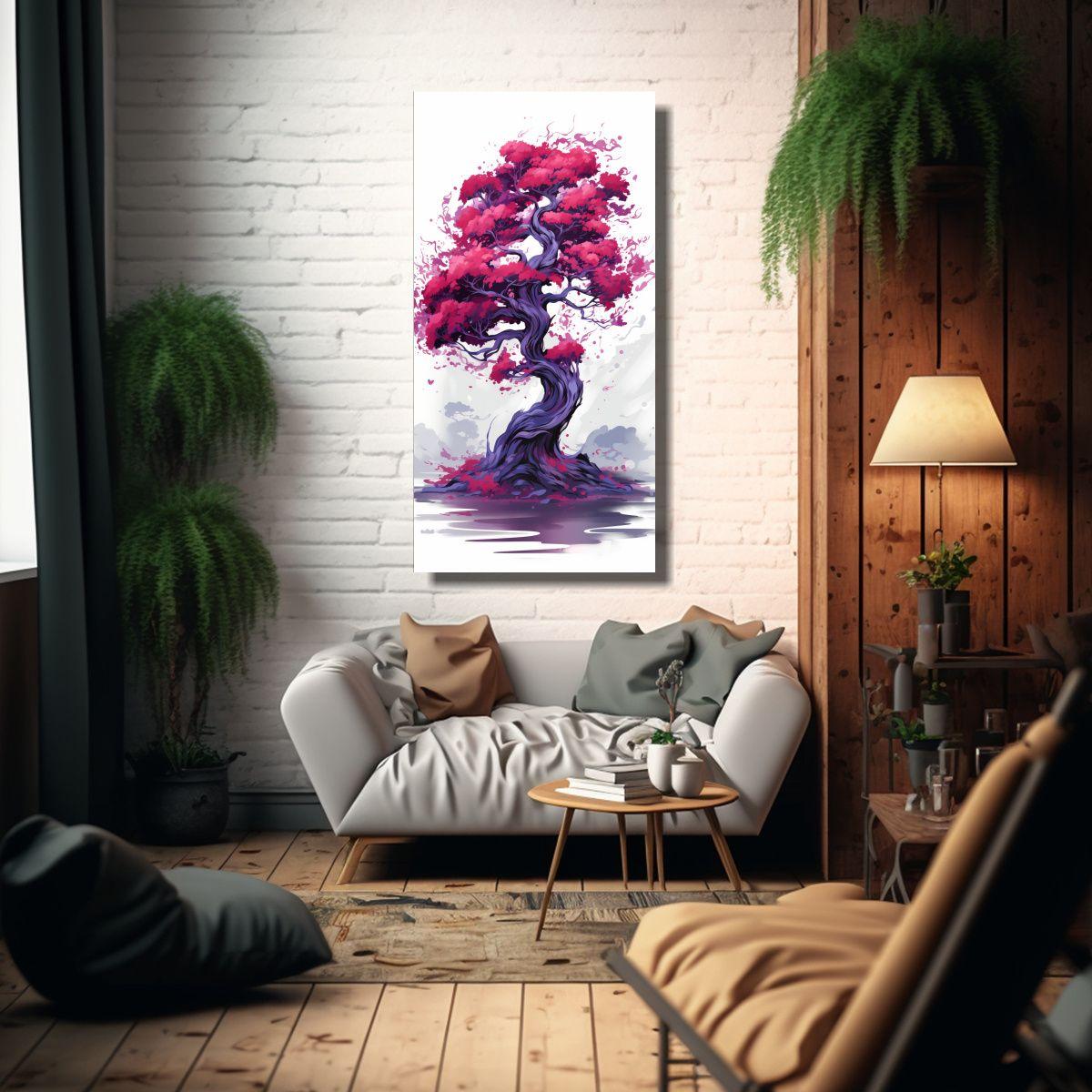 Arte De Pared Modernos: Árbol De Junípero En 50x100cm-2