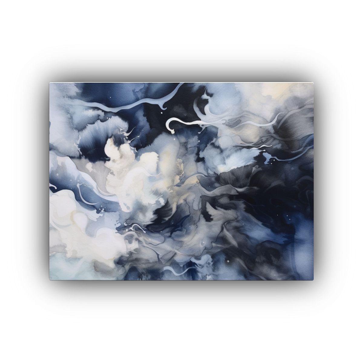 Cuadro Naturaleza Viva En Acuarela Azul Y Blanca 65x50cm-0