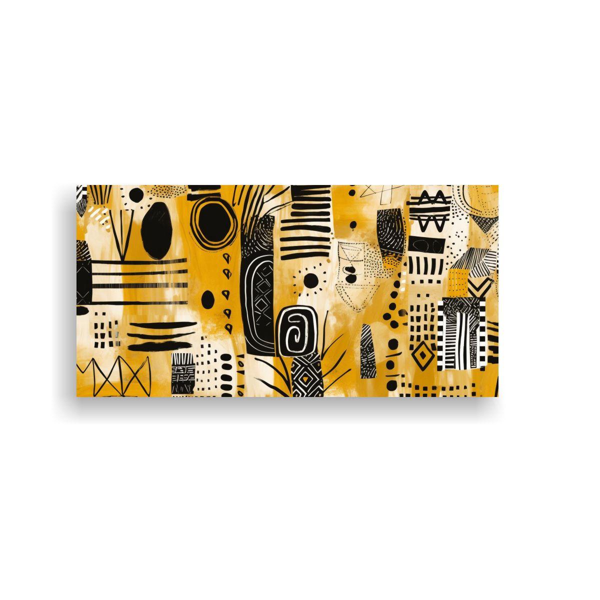 Cuadro De Expresión Amarillo Y Negro Con Diseño 160x80cm-0