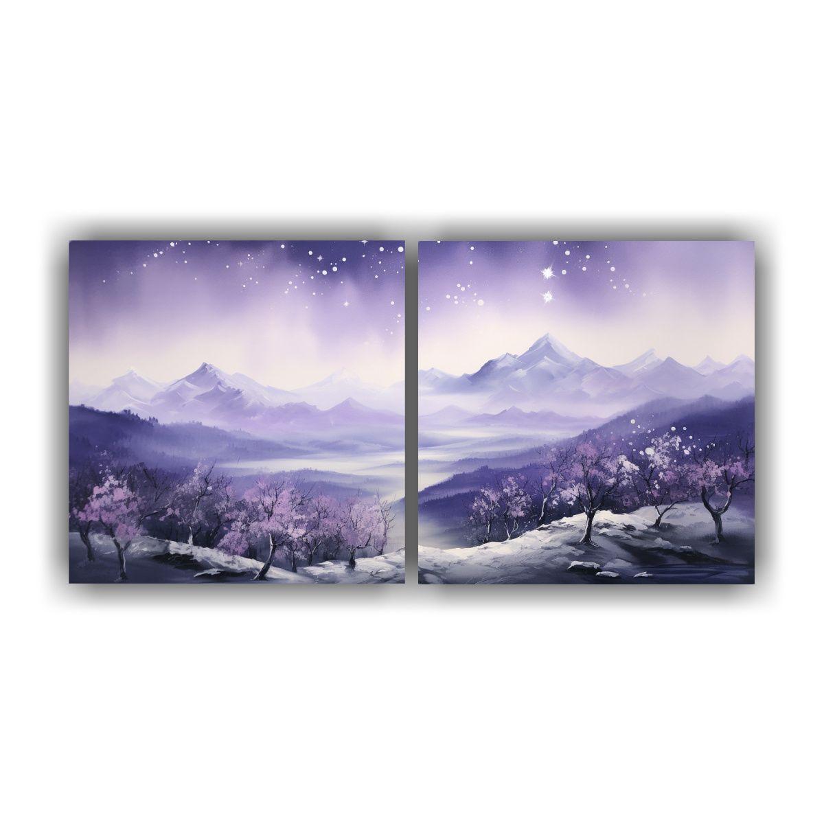 Cuadro De Paisaje De Montaña En Estilo Elegante 60x30 Cm-0