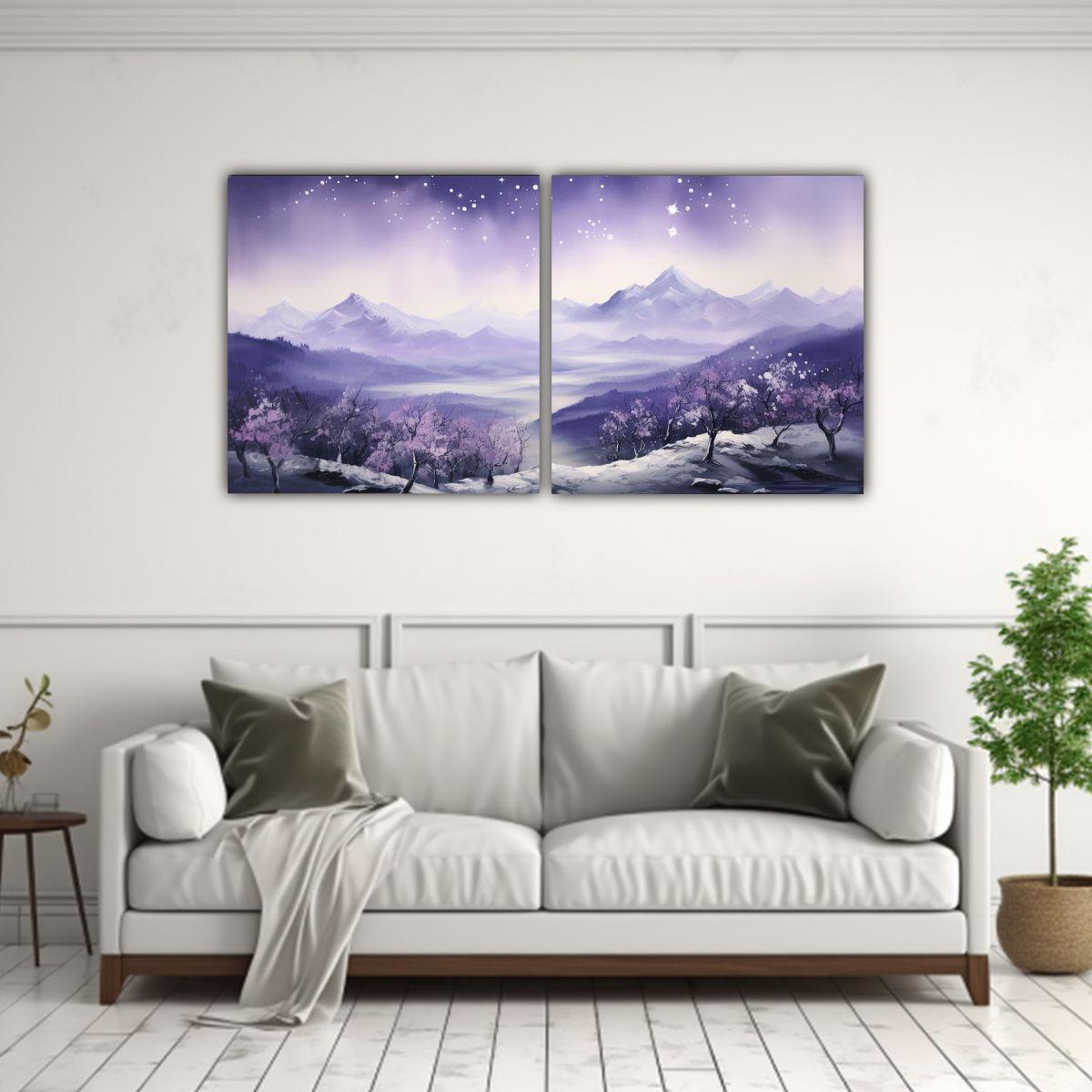 Cuadro De Paisaje De Montaña En Estilo Elegante 60x30 Cm-2