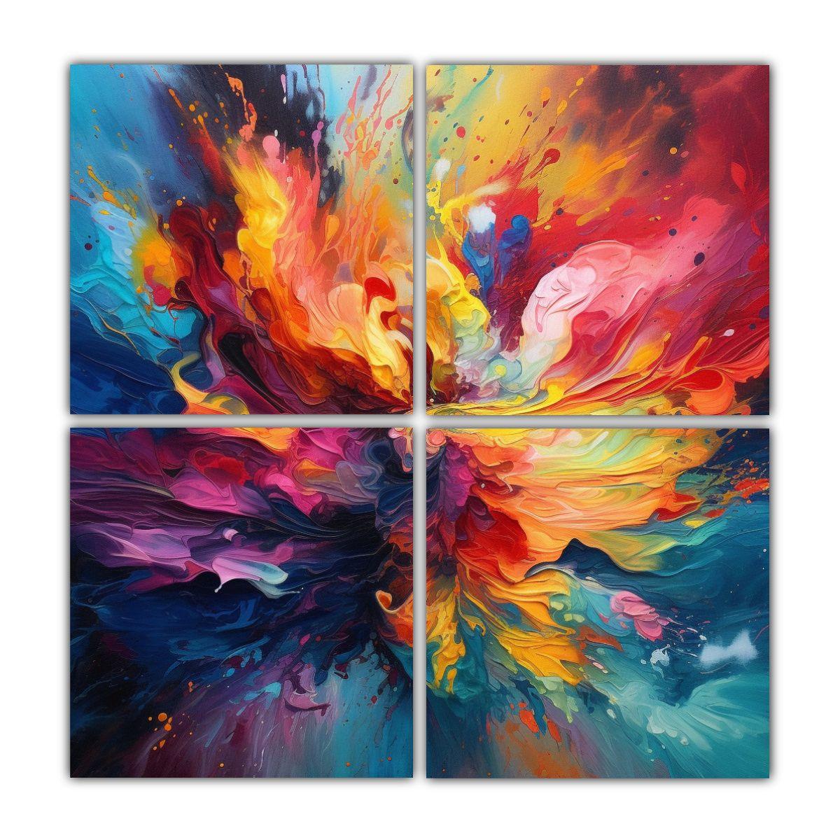 Lienzos De Tela Inspiración Abstracta En Colores 40x40 Cm-0