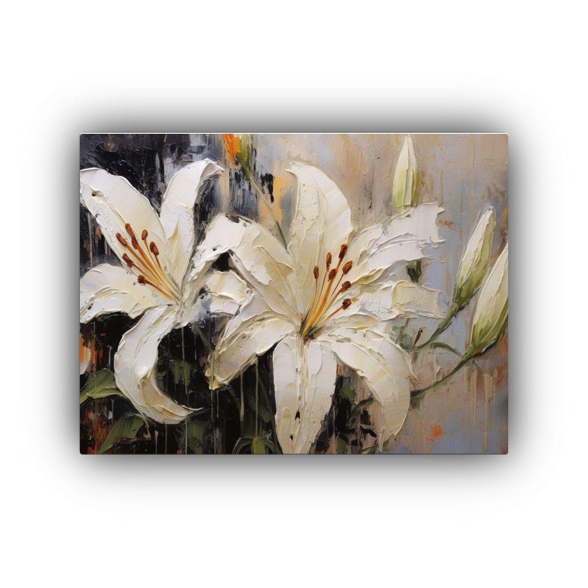 Arte Juvenil De Pared Con Lirios Pintura Vanguardi 75x50cm-0