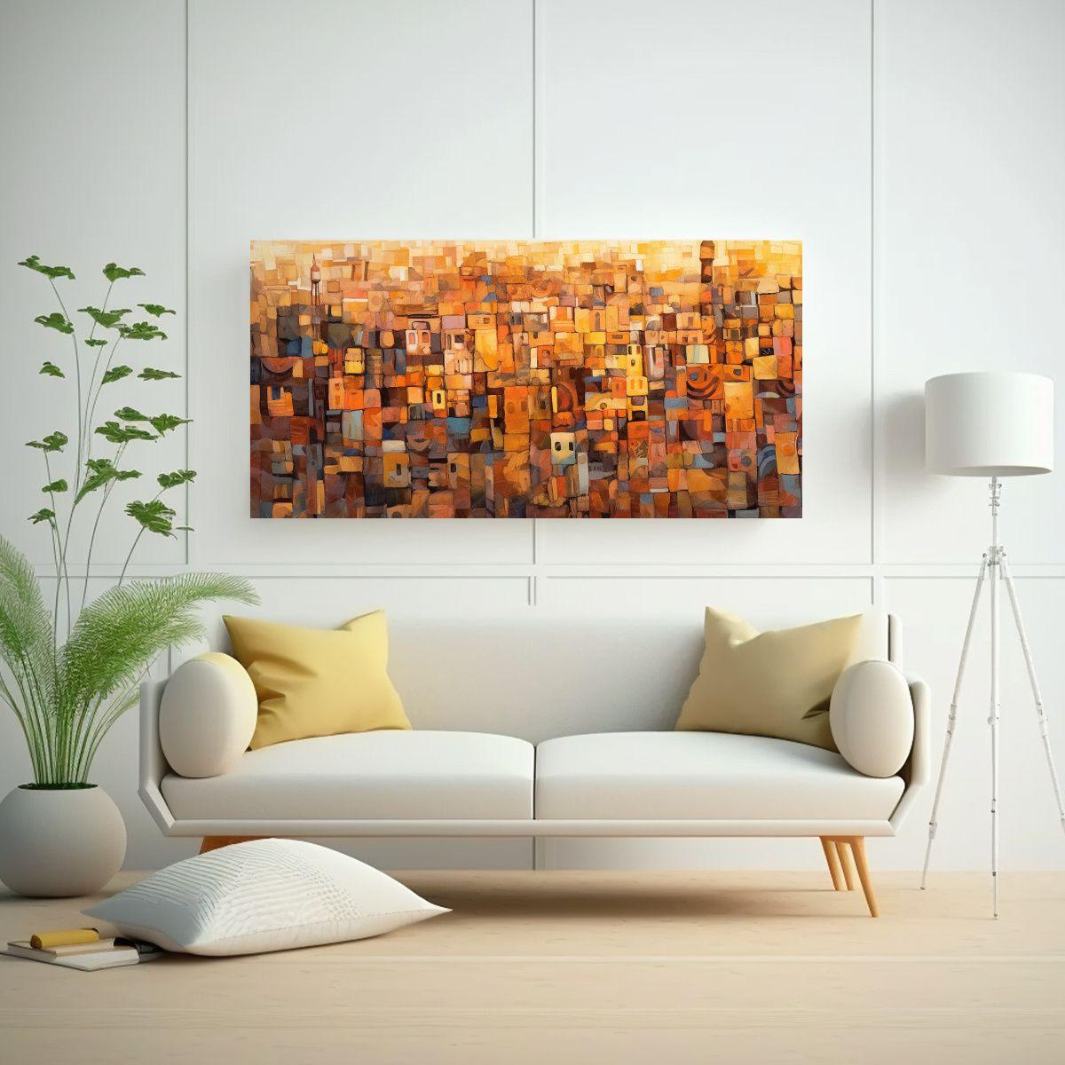 Paisaje Urbano Desierto En Tonos Pastel Al Estilo 100x50cm-2