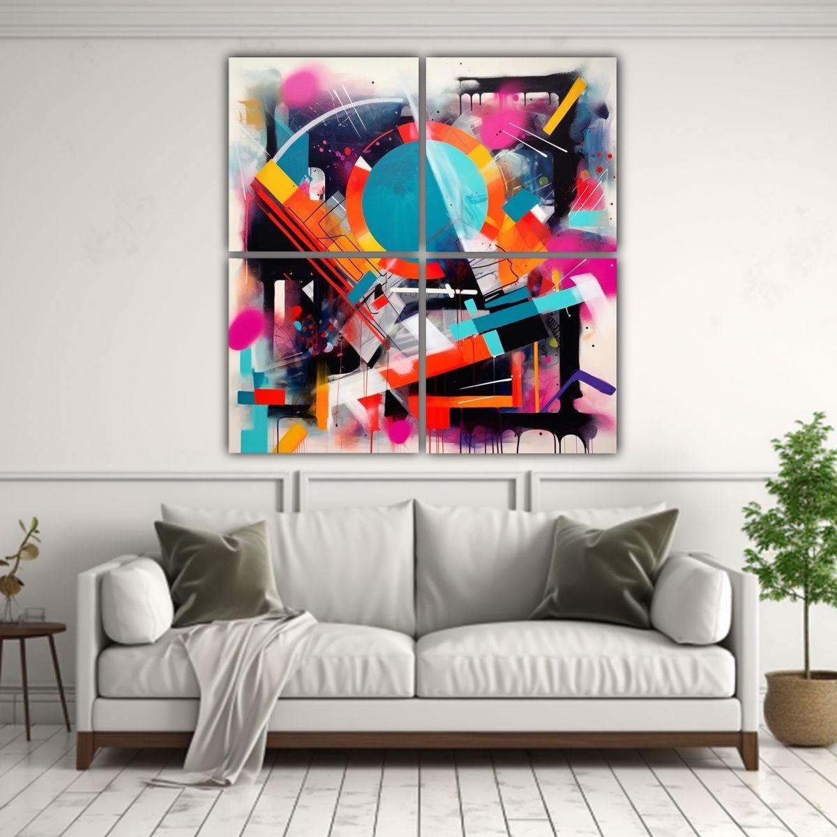 Pintura Abstracta Espacio Graffitis Colores 60x60 Cm-2