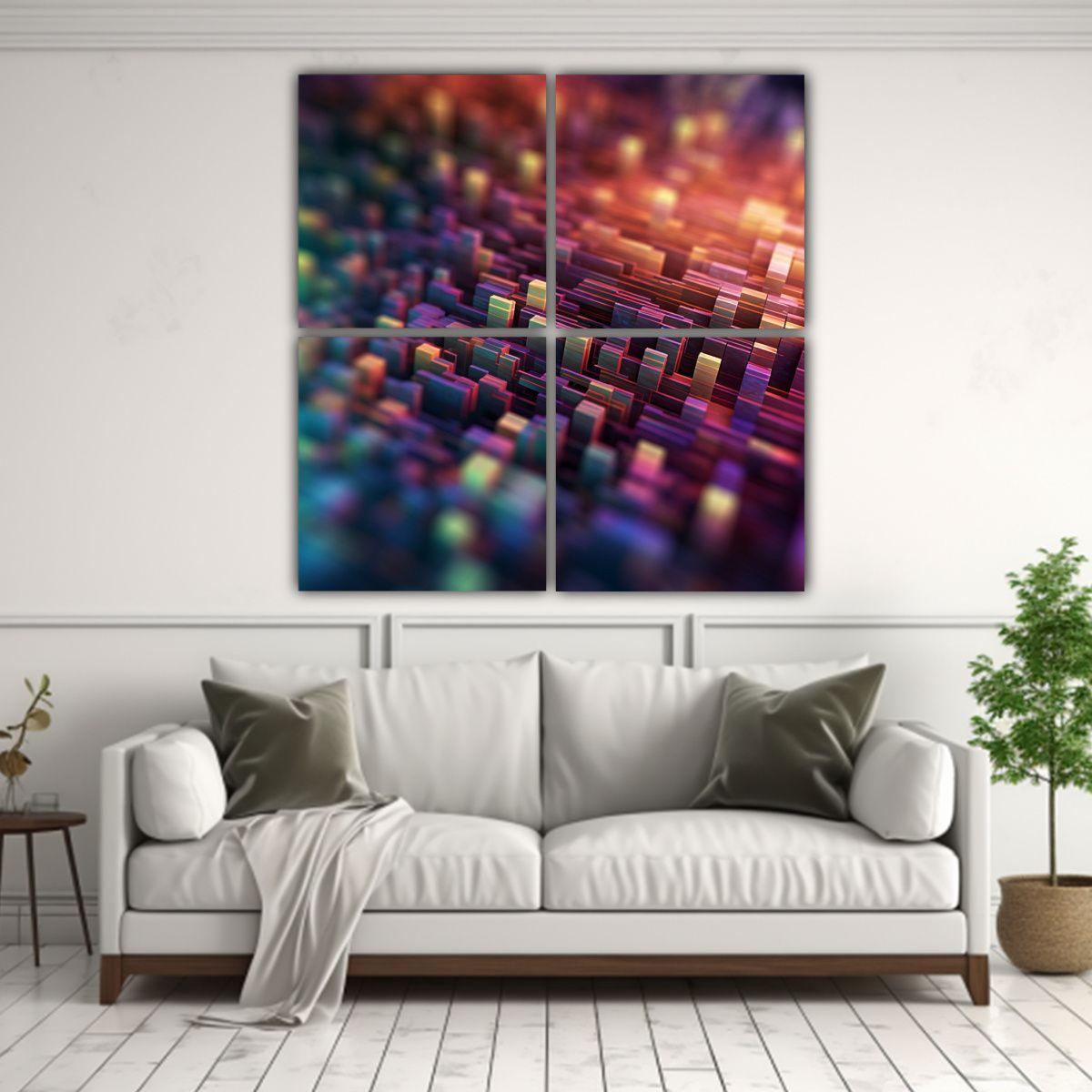 Cuatro Telas En Bastidor Moderno Innovador 180x180 Cm-2