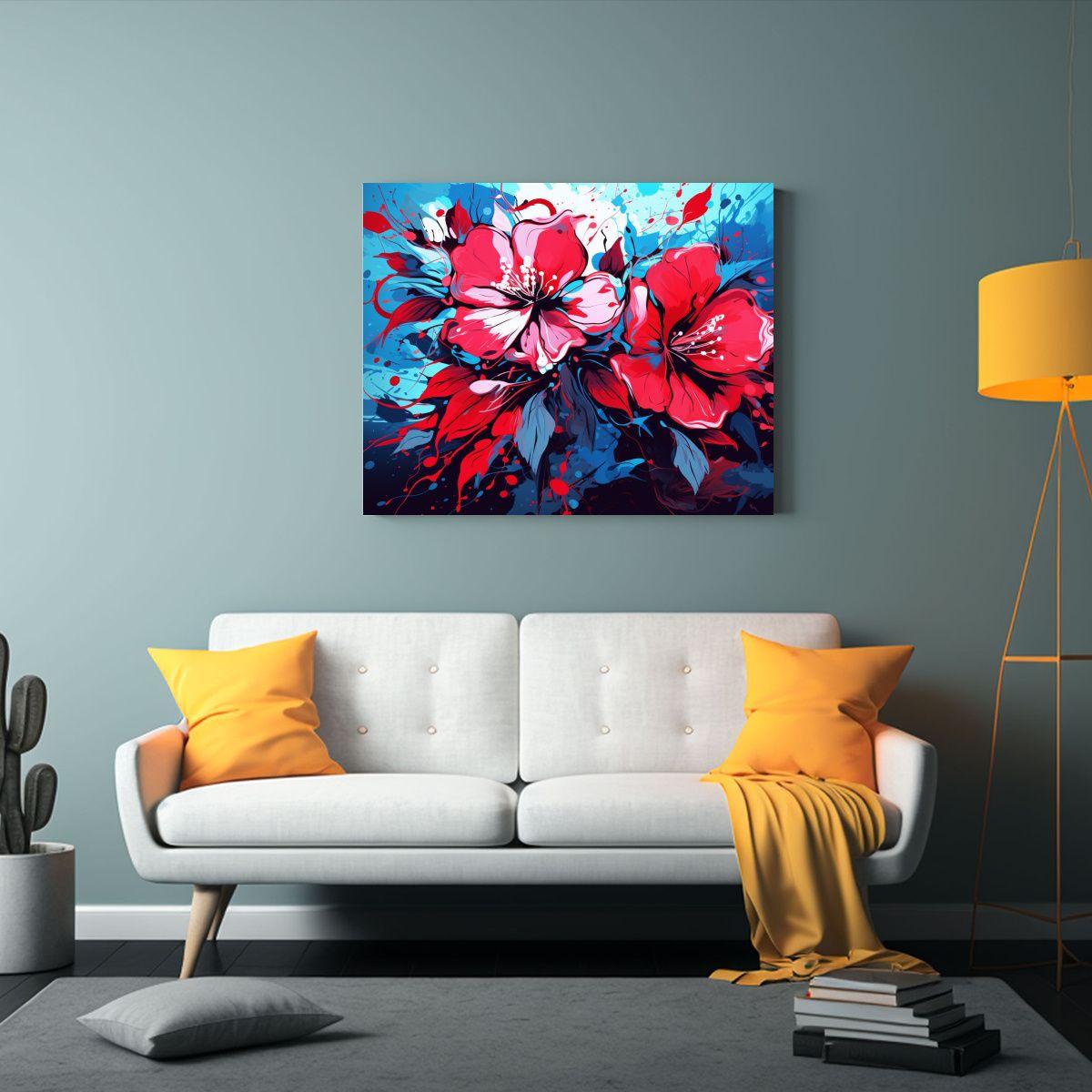 Cuadro Decorativo Clásico En Colores Rojo Y Azul, Estilo Ne 65x50cm-2