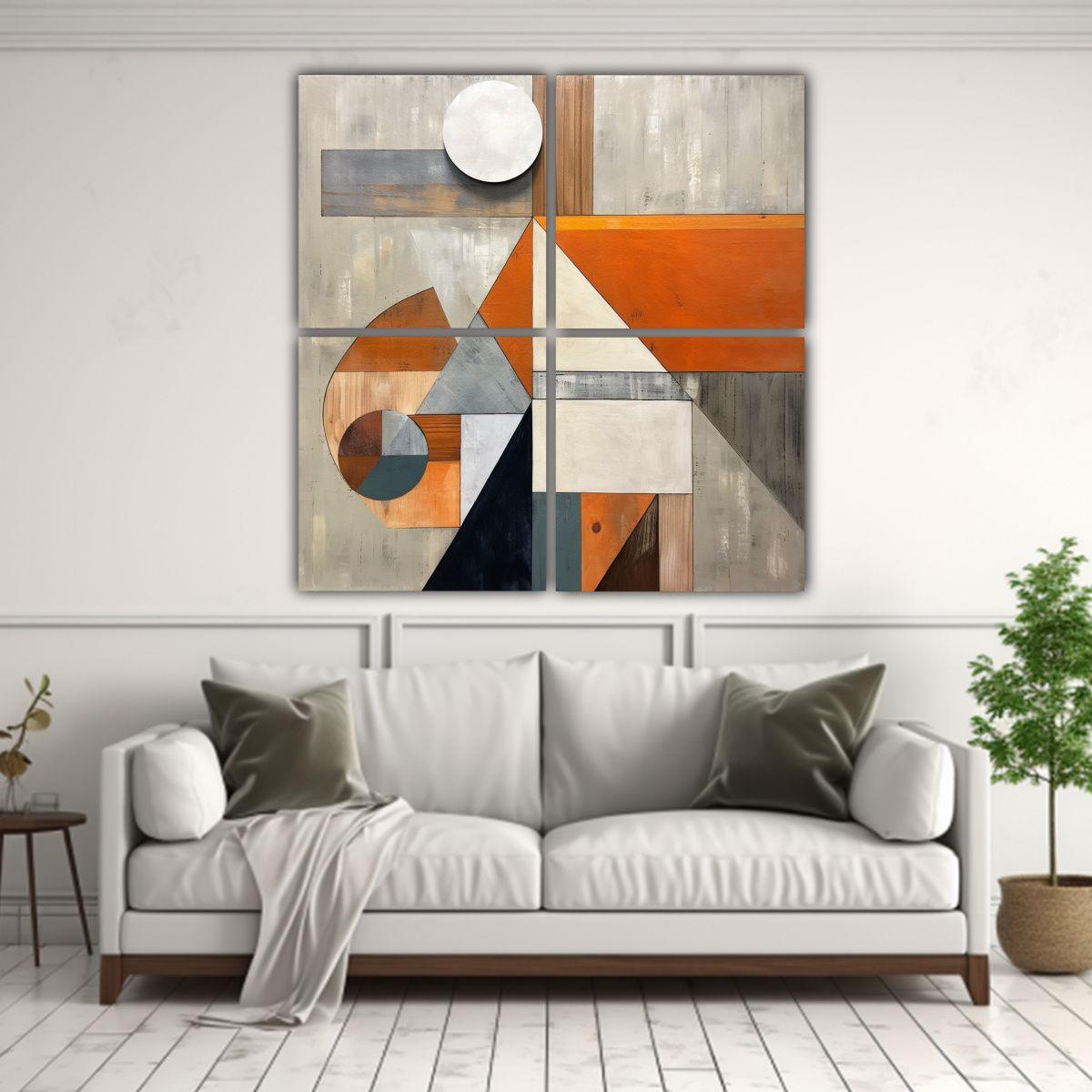 Cuatro Lienzos Expresion Habitación Pintura 200x200 Cm-2