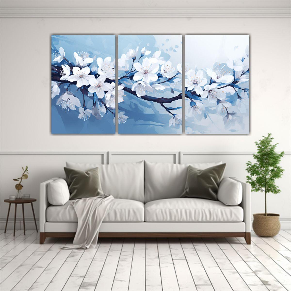 Conjunto 3 Lienzos Expresividad árbol Cerezo 240x120 Cm-2
