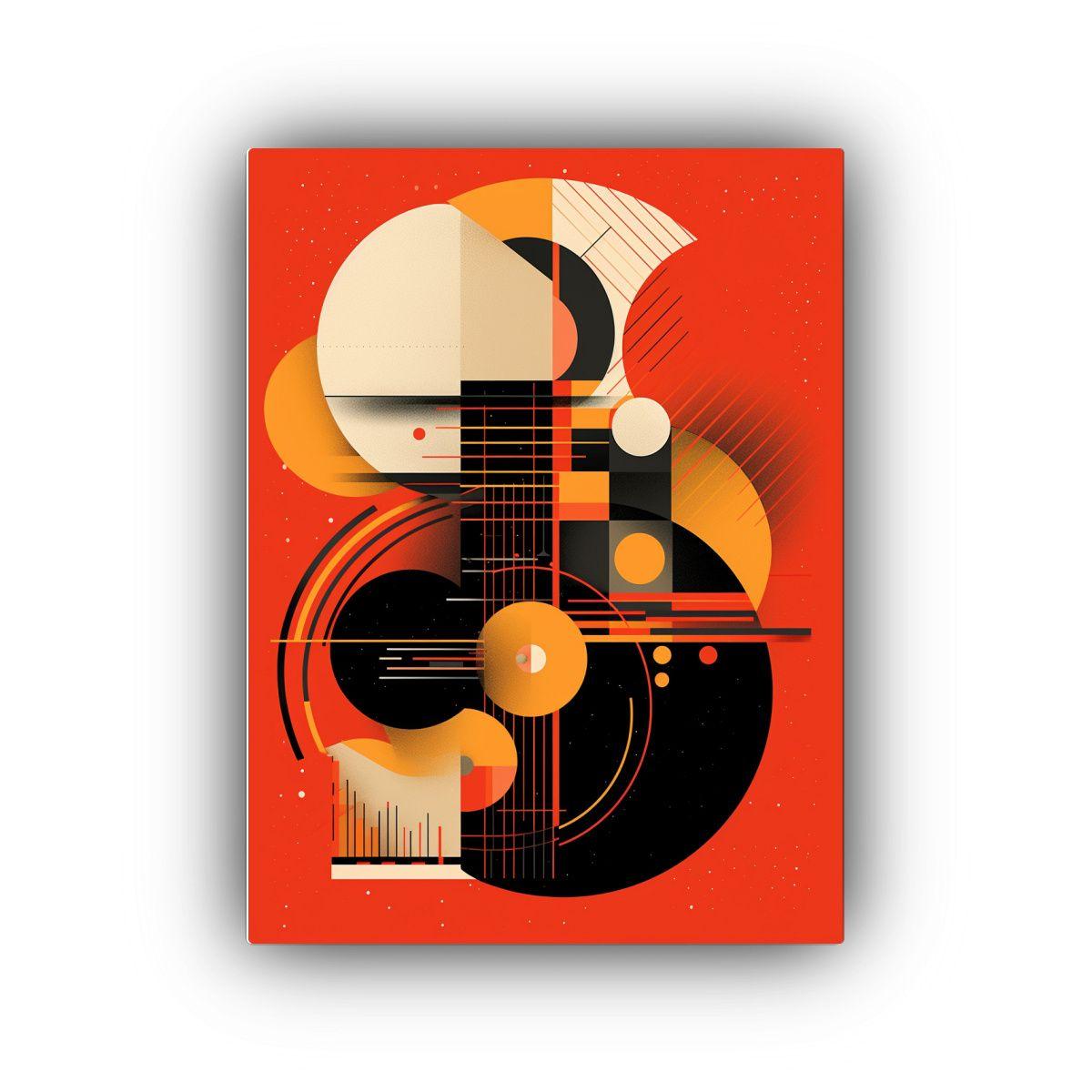 Cuadro Abstracto Naranja Y Negro Para Decoración 80x120cm-0