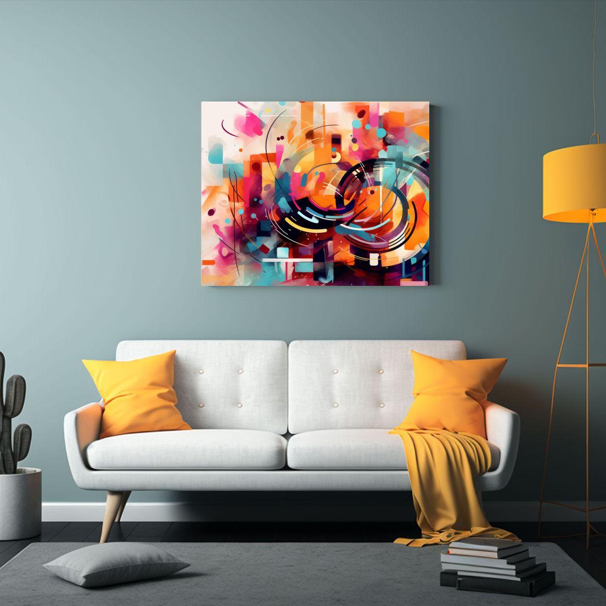 Cuadro Tela Habitación Arte Abstracto Inspirado En Wassily  45x30cm-2