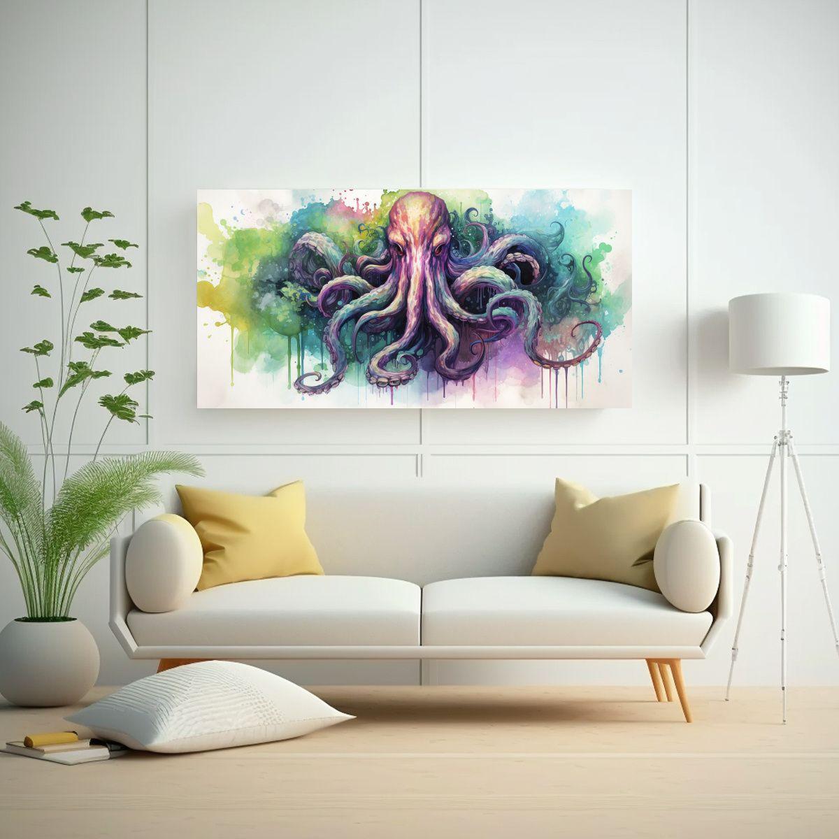 Pinturas Acuarelas Estilo Cthulhu Colorido Arte 40x20cm-2