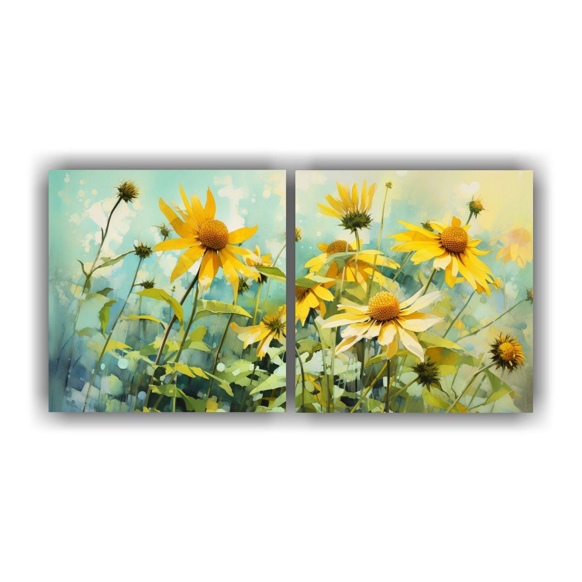 Lienzos Acuarela Floral Jerusalem Artichoke 120x60 Cm-0