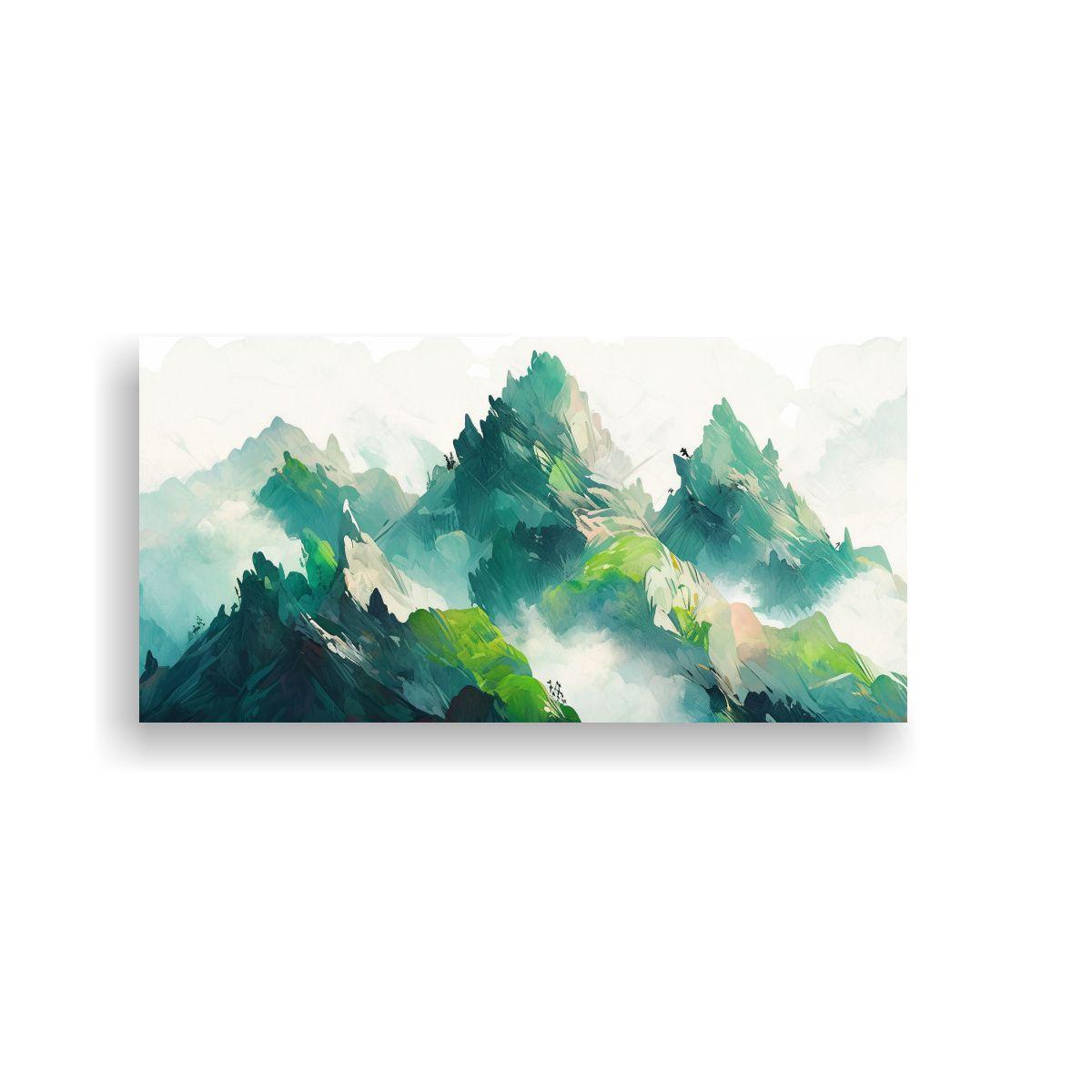 Pintura Decorativa De Montañas Famosas Y Verdes 140x70cm-0