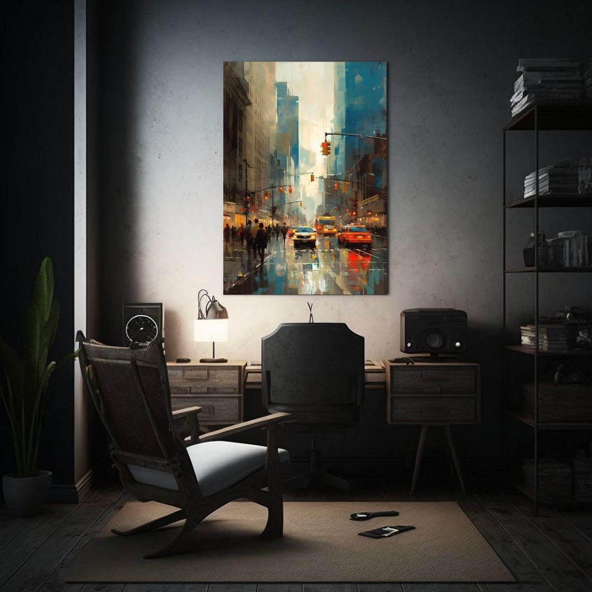 Pinturas Decorativas Vibrantes De Calles De Nueva York Bajo  20x30cm-2