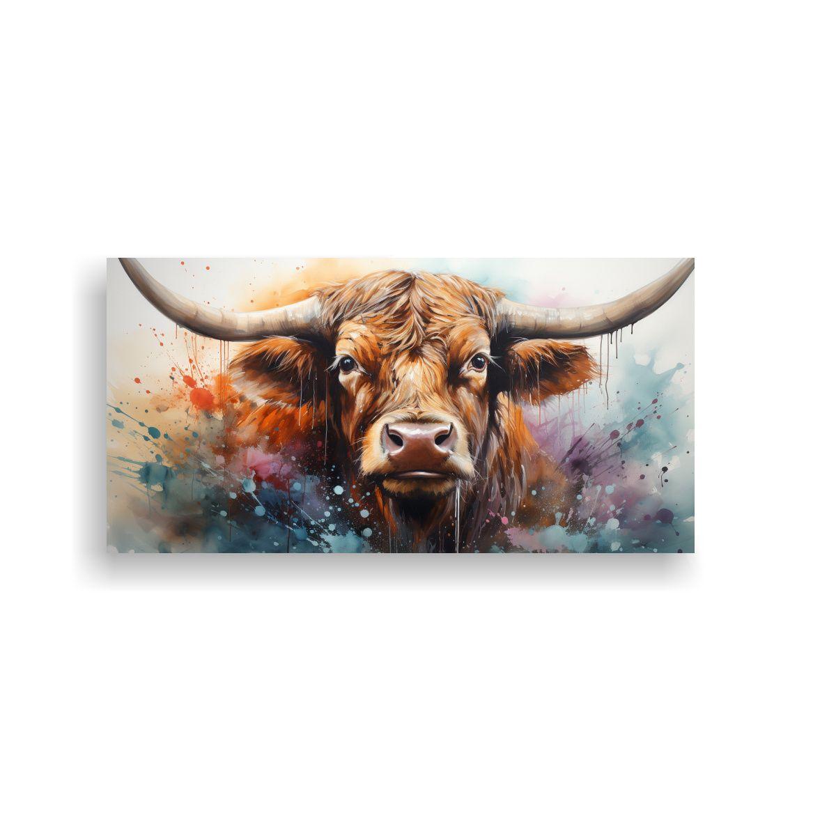 Cuadro Composición Mágico Vaca Longhorn 40x20cm-0